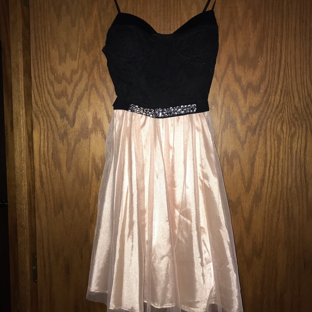Pink/black short homecoming/formal dress